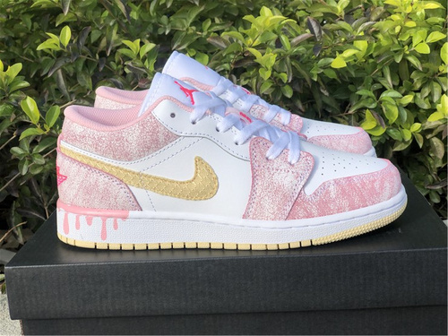 Original version_ Air Jordan 1 Low GS _Pain Drip_ ice cream color scheme number_ CW7104-601_ full code shipment 36--40-5e0643f2